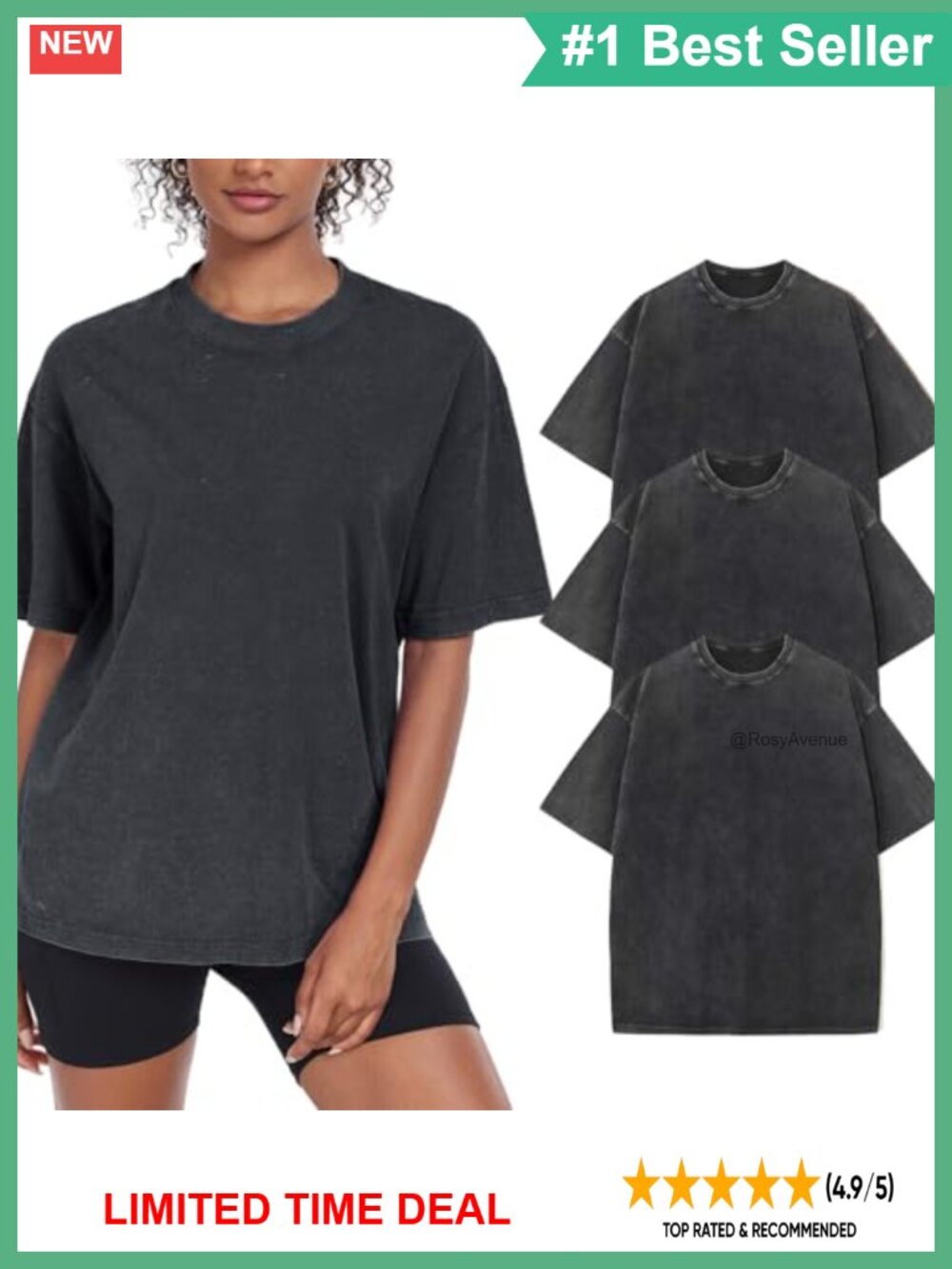 Washed Vintage Oversized T-Shirt Short Sleeve Cotton Baggy Tee